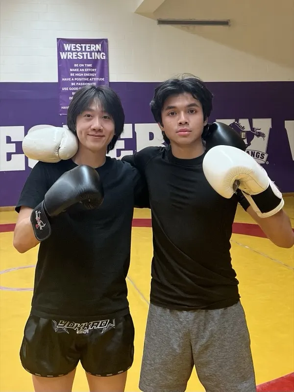 Me and a training partner in gloves